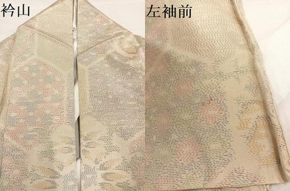 平和屋着物●本場大島紬　白大島　亀甲花文　正絹　逸品　AABA8882ph