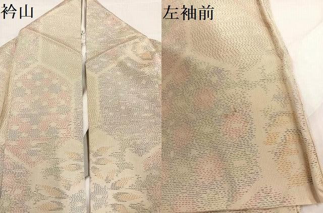 平和屋着物●本場大島紬　白大島　亀甲花文　正絹　逸品　AABA8882ph