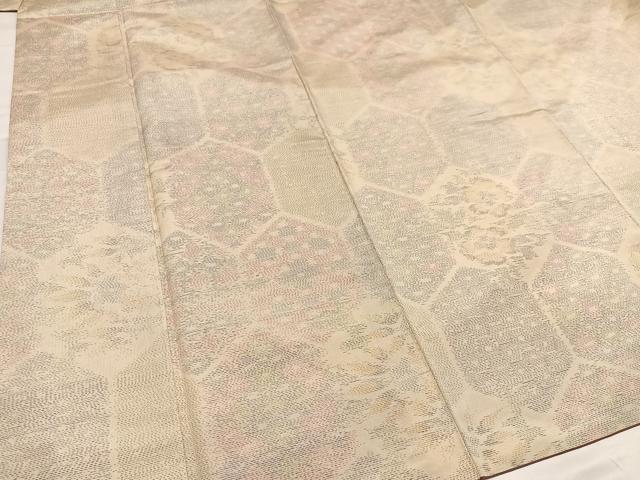平和屋着物●本場大島紬　白大島　亀甲花文　正絹　逸品　AABA8882ph