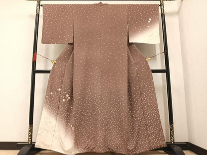 平和屋着物●訪問着　舞桜文　暈し染め　金彩　正絹　逸品　AABA8884ph