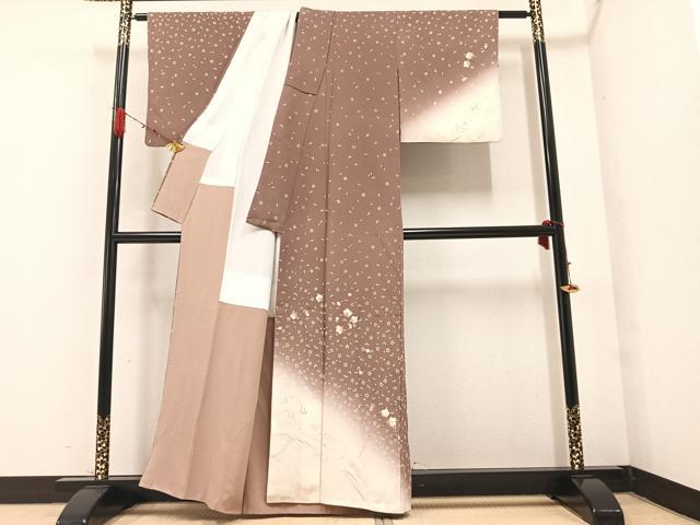 平和屋着物●訪問着　舞桜文　暈し染め　金彩　正絹　逸品　AABA8884ph