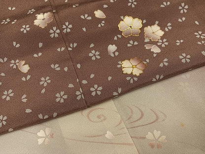 平和屋着物●訪問着　舞桜文　暈し染め　金彩　正絹　逸品　AABA8884ph