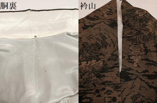 平和屋着物●本場大島紬　カタス9マルキ　風景草木文　正絹　逸品　AABA8887ph