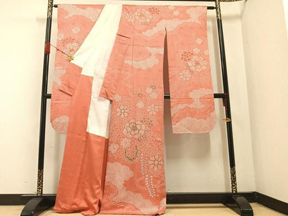 平和屋着物●豪華振袖 絞り 花車文 金彩 正絹 逸品 AABA8888ph