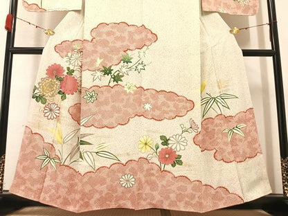 平和屋着物●訪問着　草花文　金彩　正絹　逸品　AABA8890ph