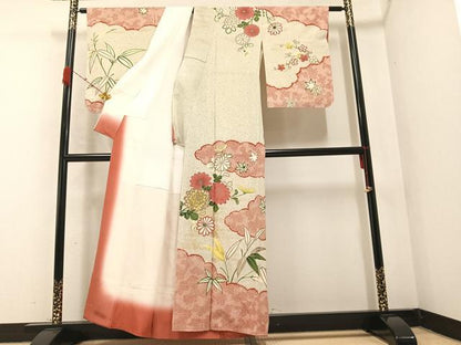 平和屋着物●訪問着　草花文　金彩　正絹　逸品　AABA8890ph