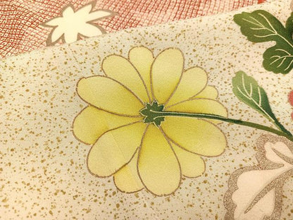 平和屋着物●訪問着　草花文　金彩　正絹　逸品　AABA8890ph