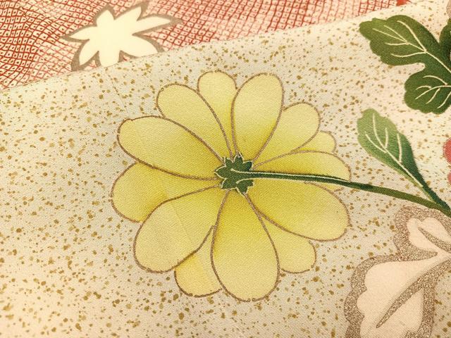 平和屋着物●訪問着　草花文　金彩　正絹　逸品　AABA8890ph