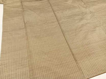 平和屋着物●城山紬 手織 間道 反端付き 正絹 逸品 AABA8892ph