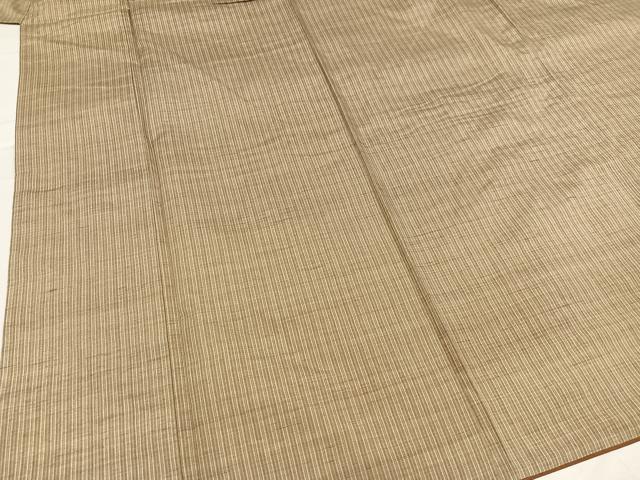 平和屋着物●城山紬 手織 間道 反端付き 正絹 逸品 AABA8892ph