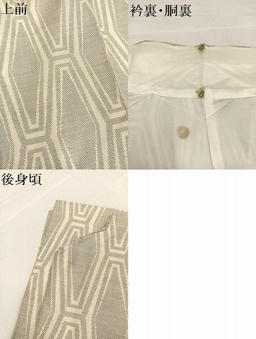 平和屋着物●本場大島紬　白大島　カタス9マルキ　亀甲文　正絹　逸品　AABA8898ph