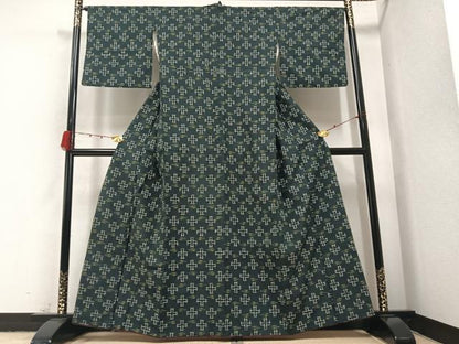 平和屋着物●上質な紬　琉球絣文様　正絹　逸品　AABA8910ph