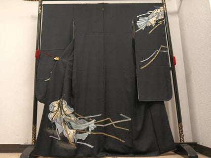 平和屋着物●豪華振袖　手描き　女人文　暈し染め　金彩　正絹　逸品　AABA8916ph