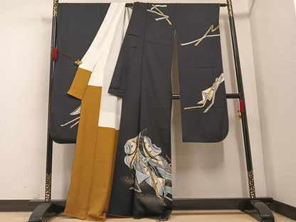 平和屋着物●豪華振袖　手描き　女人文　暈し染め　金彩　正絹　逸品　AABA8916ph