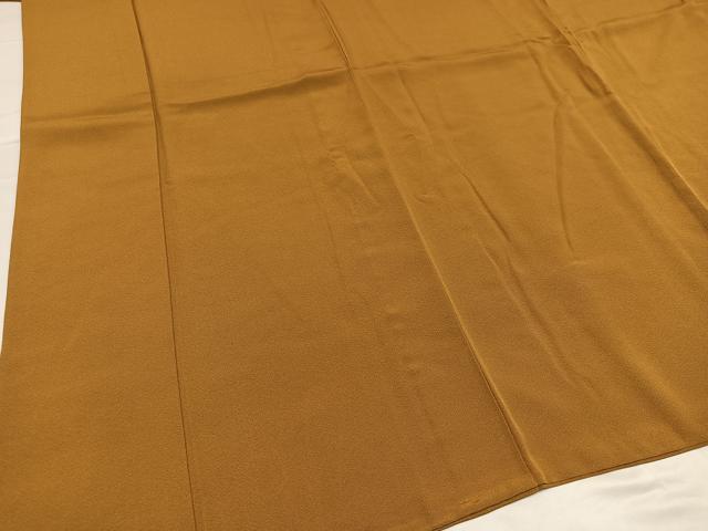 平和屋着物●上質な色無地　黄唐茶色　正絹　逸品　AABA8920ph