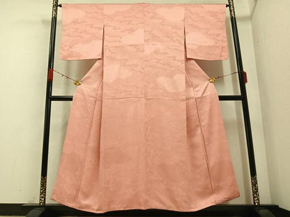 平和屋着物●上質な色無地 立波地紋 一斤染色 正絹 逸品 未使用 AABA8921ph