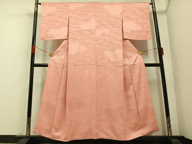 平和屋着物●上質な色無地 立波地紋 一斤染色 正絹 逸品 未使用 AABA8921ph