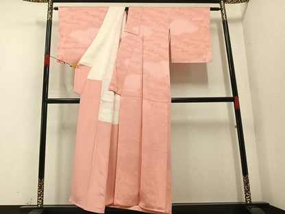平和屋着物●上質な色無地 立波地紋 一斤染色 正絹 逸品 未使用 AABA8921ph