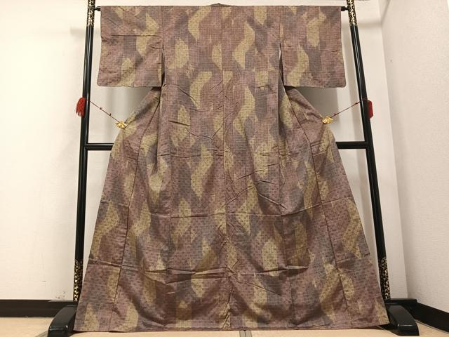 平和屋着物●上質な紬 幾何学文様 正絹 逸品 未使用 AABA8926ph