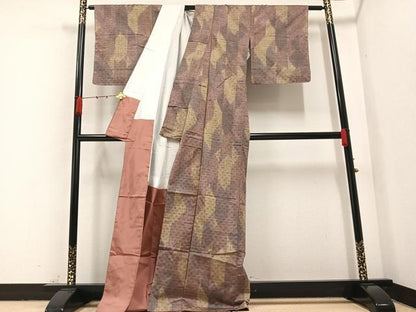 平和屋着物●上質な紬 幾何学文様 正絹 逸品 未使用 AABA8926ph