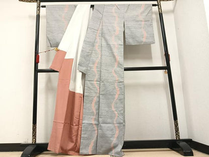 平和屋着物●上質な紬 間道 正絹 逸品 AABA8927ph
