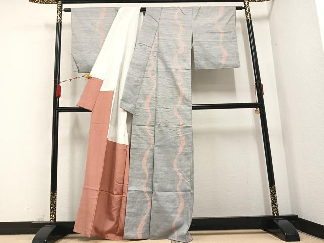 平和屋着物●上質な紬 間道 正絹 逸品 AABA8927ph