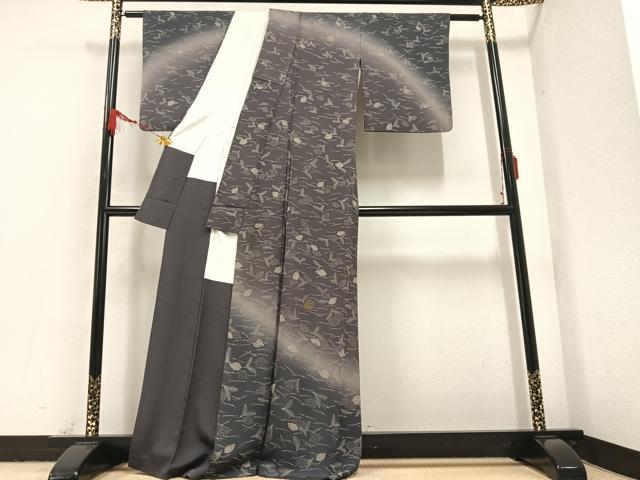 平和屋着物●訪問着　刺繍　松かさ　暈し染め　正絹　逸品　AABA8930ph