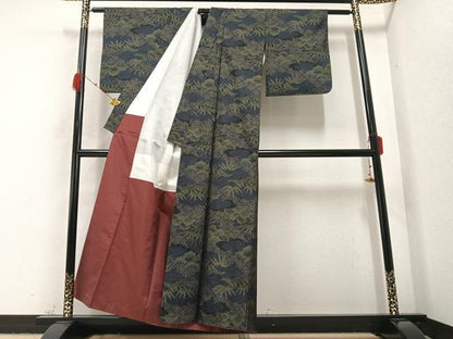 平和屋着物●本場大島紬 松笹文 正絹 逸品 AABA8932ph