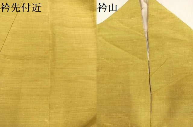 平和屋着物●上質な紬 色無地 芥子色 正絹 逸品 AABA8935ph