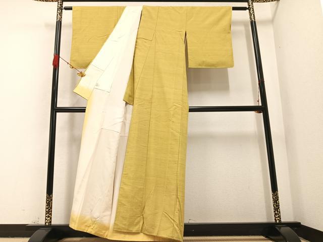 平和屋着物●上質な紬 色無地 芥子色 正絹 逸品 AABA8935ph