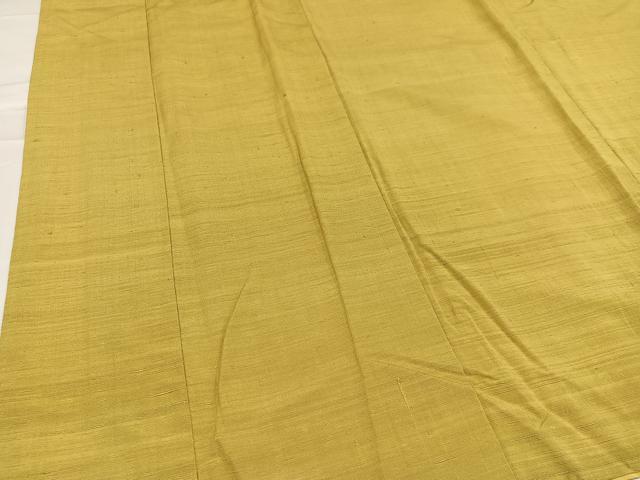 平和屋着物●上質な紬 色無地 芥子色 正絹 逸品 AABA8935ph