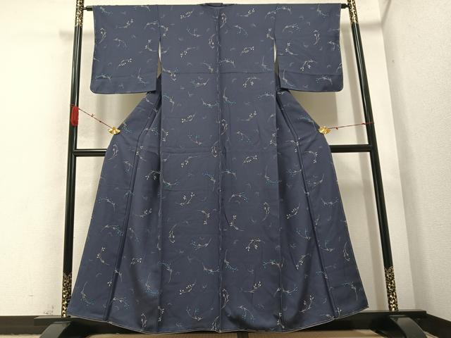 平和屋着物●上質な小紋　手描き　草花文　正絹　逸品　未使用　AABA8940ph
