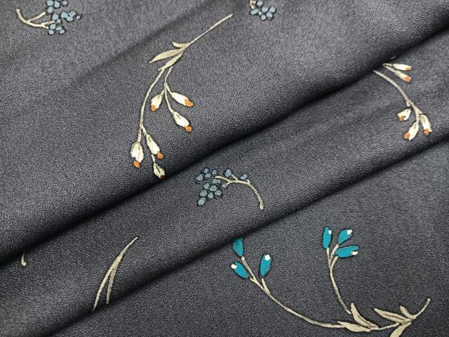 平和屋着物●上質な小紋　手描き　草花文　正絹　逸品　未使用　AABA8940ph