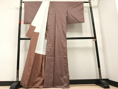 平和屋着物●上質な紬　色無地　鴇浅葱色　正絹　逸品　AABA8942ph