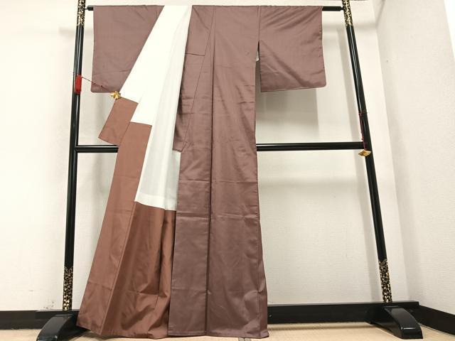 平和屋着物●上質な紬　色無地　鴇浅葱色　正絹　逸品　AABA8942ph