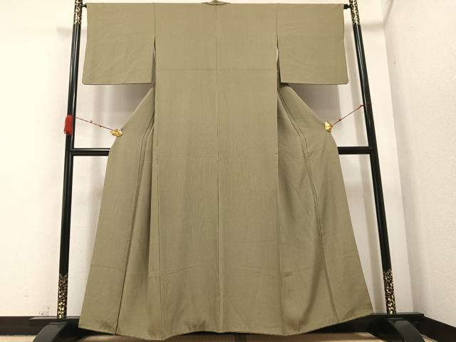 平和屋着物●江戸小紋　万筋　媚茶色×白橡色　正絹　逸品　AABA8943ph