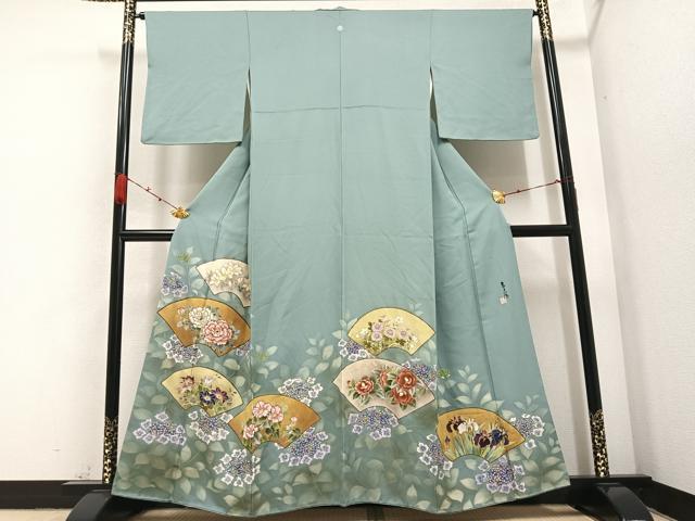 平和屋着物●京友禅 笹川 岳志 手描き 地紙花文 暈し染め 金彩 鈴乃屋扱い 正絹 逸品 AABA8944ph