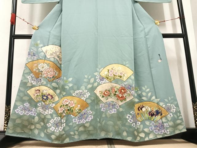 平和屋着物●京友禅 笹川 岳志 手描き 地紙花文 暈し染め 金彩 鈴乃屋扱い 正絹 逸品 AABA8944ph