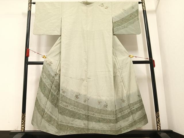 平和屋着物●訪問着 本場染大島紬 中国三大刺繍 スワトウ刺繍 汕頭刺繍 更紗文様 暈し染め 正絹 逸品 AABA8949ph