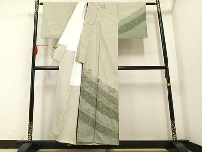 平和屋着物●訪問着 本場染大島紬 中国三大刺繍 スワトウ刺繍 汕頭刺繍 更紗文様 暈し染め 正絹 逸品 AABA8949ph
