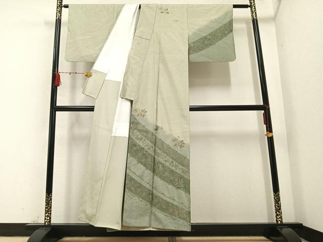 平和屋着物●訪問着 本場染大島紬 中国三大刺繍 スワトウ刺繍 汕頭刺繍 更紗文様 暈し染め 正絹 逸品 AABA8949ph