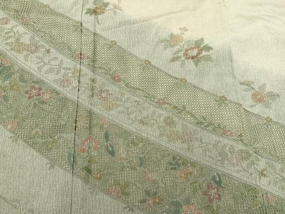 平和屋着物●訪問着 本場染大島紬 中国三大刺繍 スワトウ刺繍 汕頭刺繍 更紗文様 暈し染め 正絹 逸品 AABA8949ph