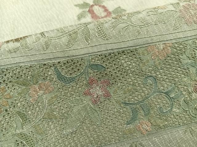 平和屋着物●訪問着 本場染大島紬 中国三大刺繍 スワトウ刺繍 汕頭刺繍 更紗文様 暈し染め 正絹 逸品 AABA8949ph