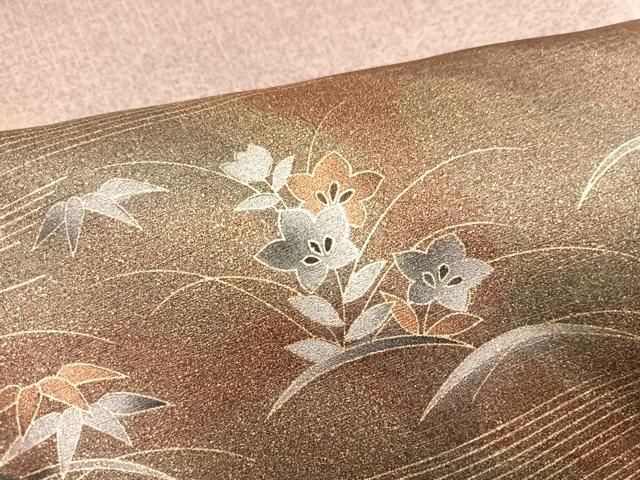 平和屋着物●訪問着 刺繍 地紙草花文 暈し染め 金彩 正絹 逸品 AABA8953ph