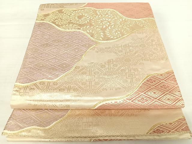 平和屋着物◎六通柄袋帯　吉祥花文　金糸　正絹　逸品　AABA8972yx