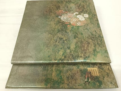 平和屋着物◎太鼓柄袋帯　唐織　花籠文　引箔　正絹　逸品　AABA8974yx
