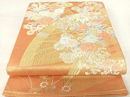 平和屋着物◎六通柄袋帯　唐織　花籬文　金銀糸　正絹　逸品　AABA8981yx