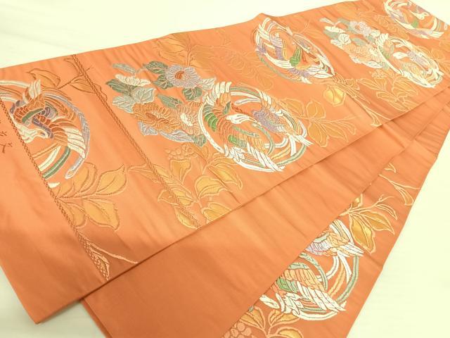 平和屋着物◎六通柄袋帯　唐織　鳳凰能衣文　金糸　正絹　逸品　AABA8984yx