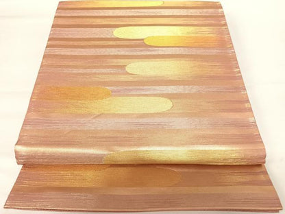 平和屋着物◎六通柄袋帯　雲隠れ文　金糸　正絹　逸品　AABA8988yx