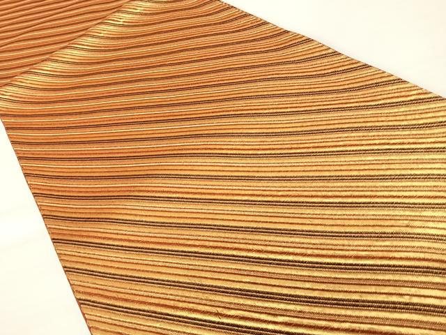 平和屋着物◎全通柄袋帯 斜縞 金糸 正絹 逸品 AABA9005yx